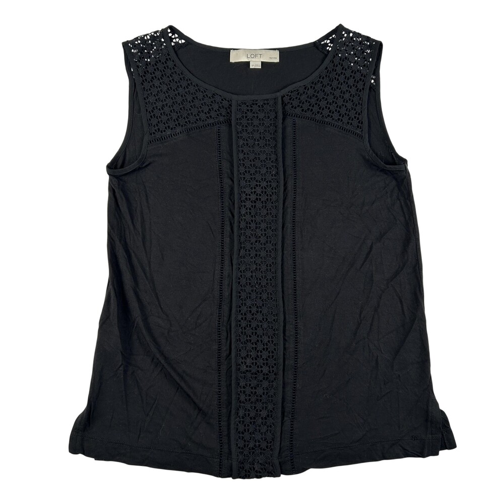 LOFT Tank Top Womens Small SP Lace Scoop Neck Knit Petites Sleeveless Basic
